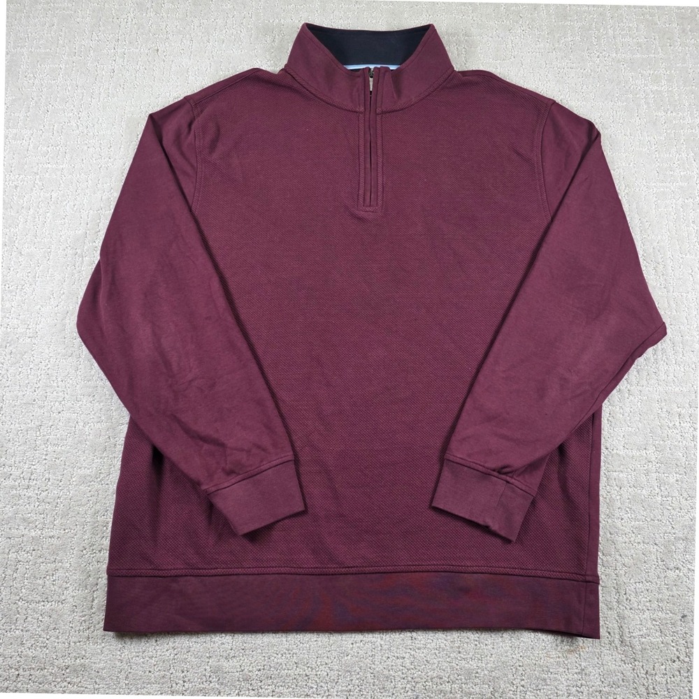 Ted Baker Mens XXL Quarter Zip Pullover Burgundy Waffle Knit Sweater Preppy